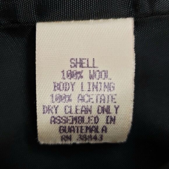 Larry Levine Pea Coat Womens 8 Black 100% Wool Double Breasted Dark Academia - Picture 9 of 12